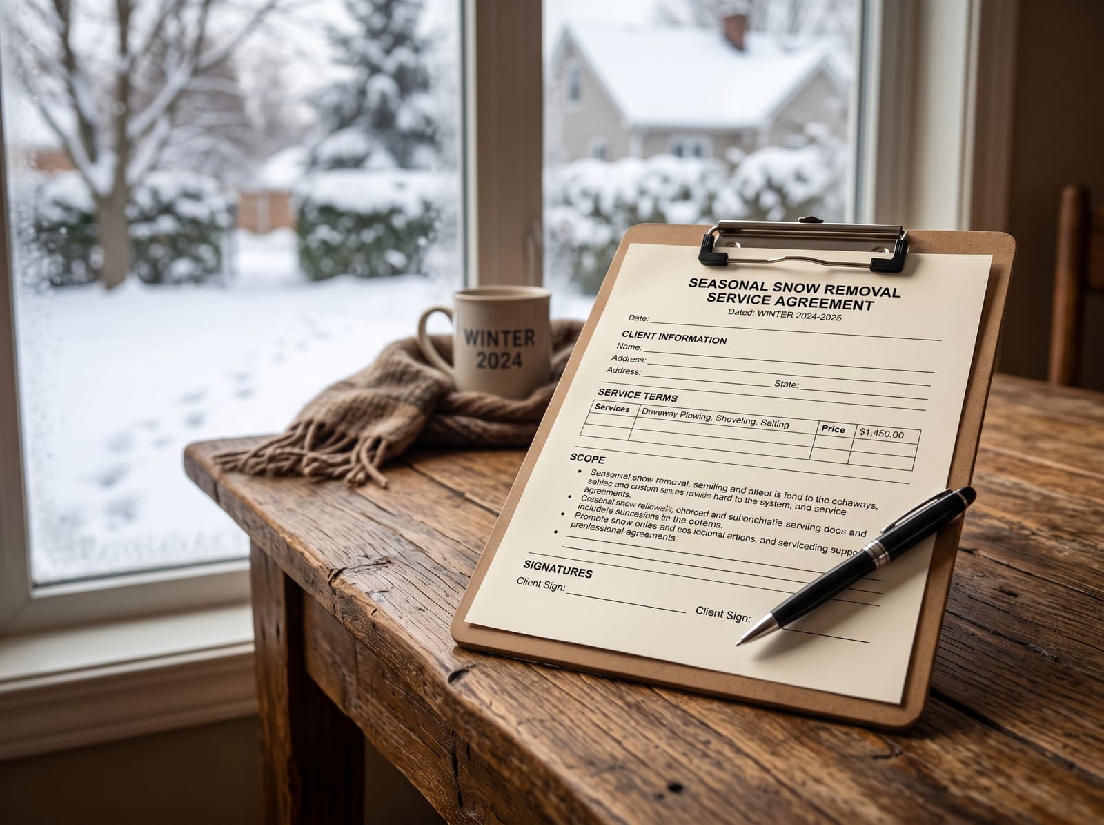 Seasonal snow removal service agreement